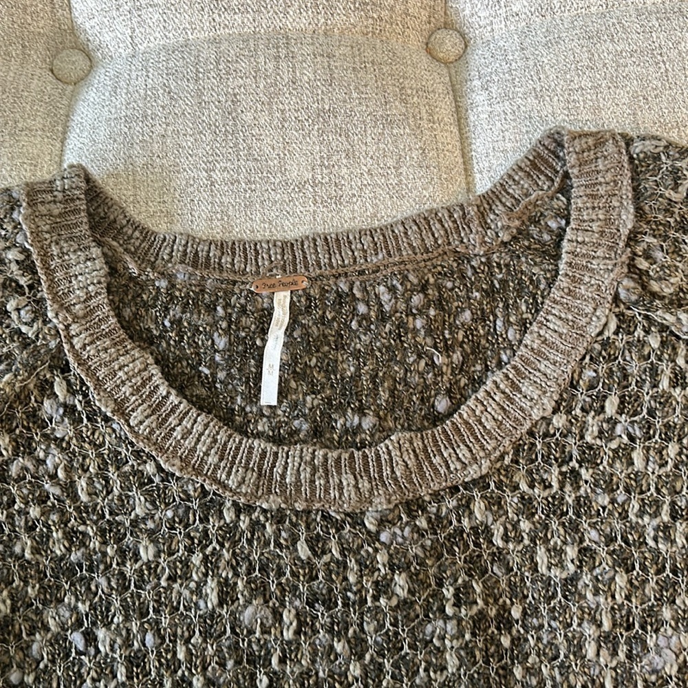 FREE PEOPLE HONEYCOMB WOVEN KNIT OLIVE GREEN JEEPSTER OVERSIZED SIZE M